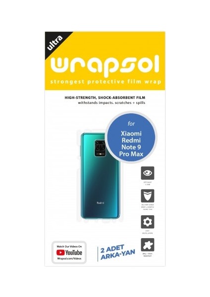 Xiaomi Redmi Note 9 Pro Max Arka Yan Koruyucu Darbe Emici Poliüretan Film Amerika Üretimi