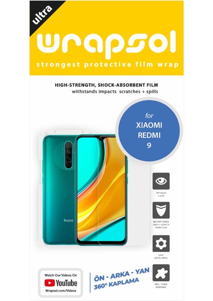 Xiaomi Redmi 9 Full Body Ekran Koruyucu Ön Arka Yan Darbe Emici Poliüretan Film