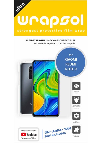 Xiaomi Redmi Note 9 Full Body Ekran Koruyucu Ön Arka Yan Darbe Emici Poliüretan Film