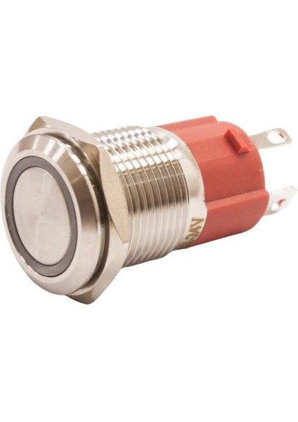 16D-P1-E 16MM Düz Yaylı Işıklı Metal Buton - Beyaz