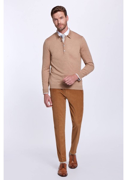 Polo Yaka Merino Yün Camel Triko fiyatları