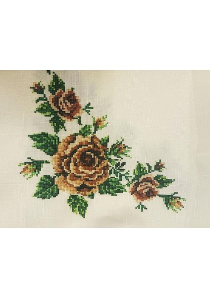 Kanaviçe Baskılı Güpürlü Masa Örtüsü 4 Renk