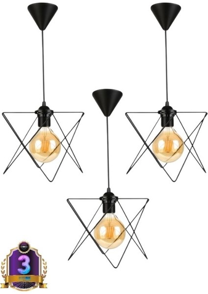 3 Adet Zikzak Tekli Siyah Sarkıt Avize fiyatları