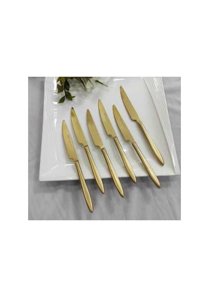 Carmen Mat Gold Titanyum 6 Adet Tatlı Bıçak