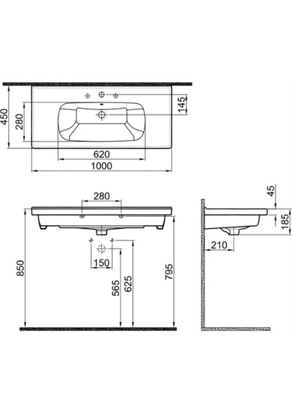 Idea 2.0 100x45 Cm Etajerli Lavabo