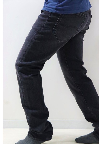 L707PYCB Erkek Siyah Daren Zip Fly Regular Straight Jean Pantolon modelleri