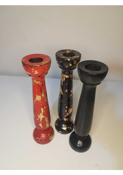 Ahşap Şamdan Takımı 3 Lü modelleri