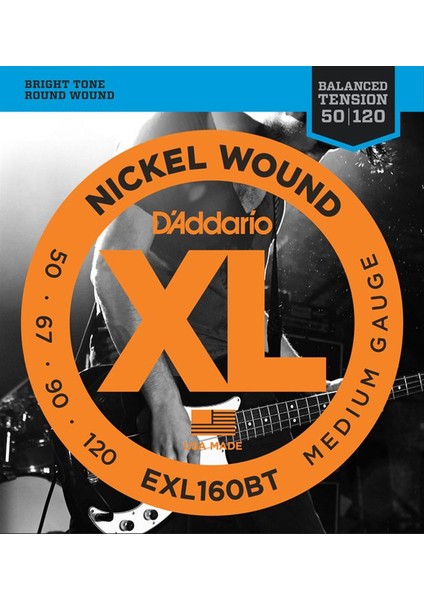 Müzik D'Addario EXL160BT Bas Gitar Tel Seti, Xl, 50-120 Long Scale, Nıckel