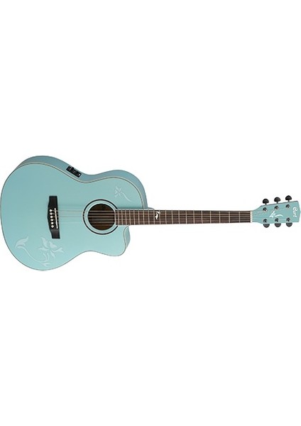 Müzik Cort JADE2F-PBM Elektro Akustik Gitar Kılıflı, Soluk Mavi Metalik,