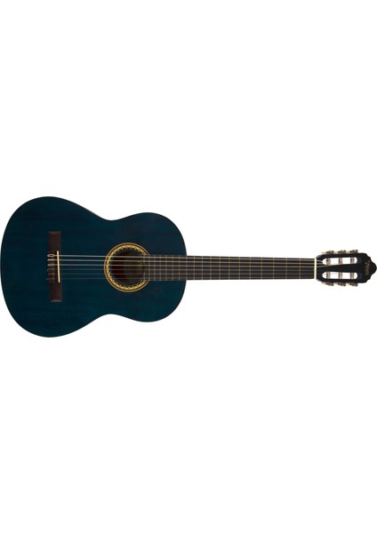 Valencıa VC204TBU Klasik Gitar, Scale 4/4,şeffaf Mavi Mat, Kapak