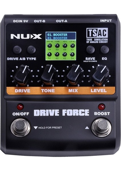 Müzik Nux Drive Force Overdrive ve Distortion Pedalı