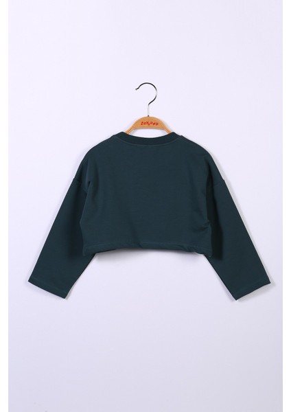 Kız Çocuk Yeşil Crop Sweatshirt (2-6yaş)