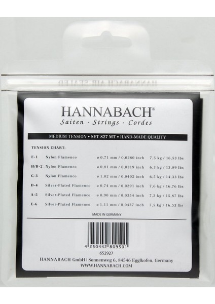 Müzik Hannabach 827 mt Flamenko Gitar Teli