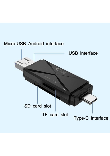 YH-109 Sd/tf/type-C/micro Usb/usb Bilgisayar Pc Cep Telefonu Otg Kart Okuyucu (Yurt Dışından)