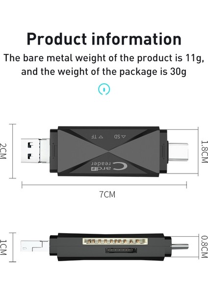 ADS-218 8 Pın+Usb+Typ-C Çok Function Kart Okuyucu (Yurt Dışından)