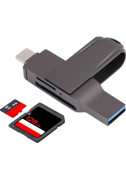 USB 3.0 Kart Okuyucusuna 2 Aradan 1 Çok Fonksiyonlu Usb-C / Typ-C (Yurt Dışından)