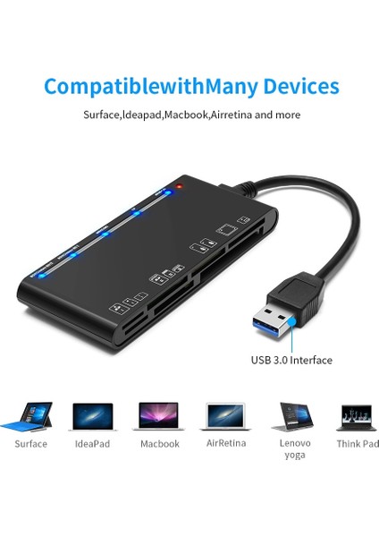 Rocketek Cr7 Usb3.0 Çok Işlevli Kart Okuyucu Cf / Xd / Ms / Sd / Tf Kart 7 1 (Yurt Dışından)