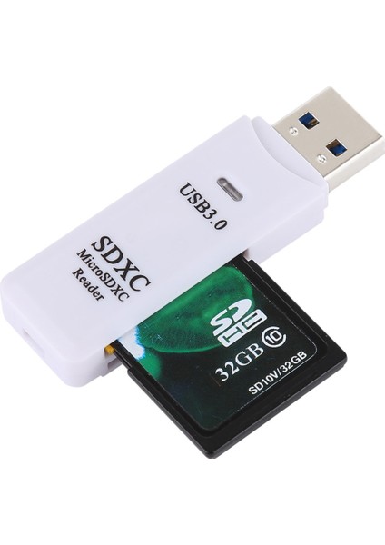 2'de 1 USB 3.0 Kart Okuyucu, Süper Hız 5gbps, Destek Sd Kart / Tf Kart (Beyaz (Yurt Dışından)