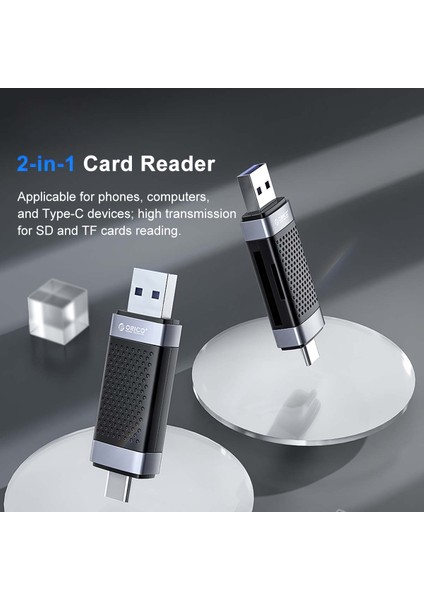Orıco CS2T-A3 Tf/sd Çift Port Usb-A3.0 Çift Okuma Kartı Okuyu (Yurt Dışından)Cu