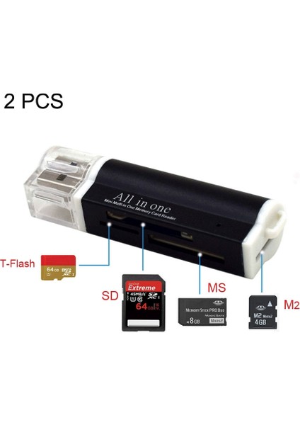 2 Arça Mullı Multli 1 USB 2.0 Mikro Sd Sdhc Tf Mmc Ms Pro Duo Hafıza Kartı Okuyucu (Yurt Dışından)