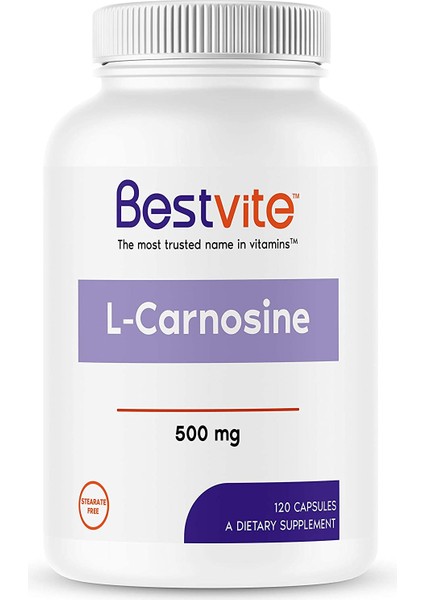 Dietary Supplement Bestvite L-Carnosine Amino Acid 500mg 120 Kapsül L Carnosine Amino Asit