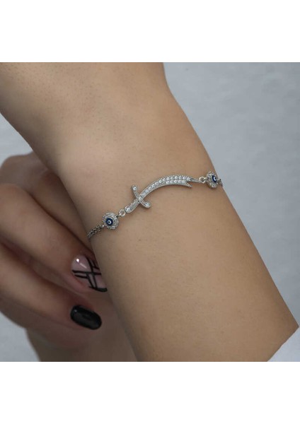 Gümüş Nazarlı Zülfikar Kılıcı Kadın Bileklik indirimleri