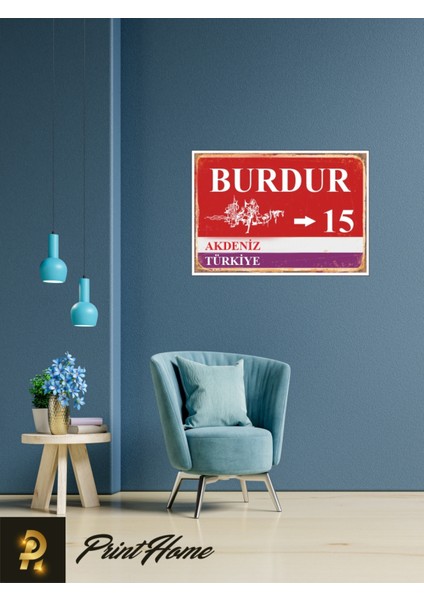 Ahşap Vintage Poster "15 Burdur Retro Mdf Poster" 24X34CM