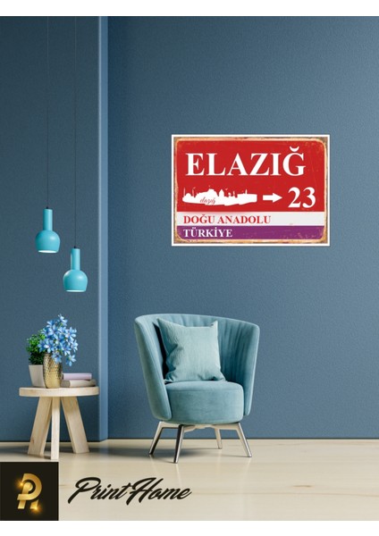 Ahşap Vintage Poster " 23 Elazığ Retro Mdf Poster" 24X34 cm