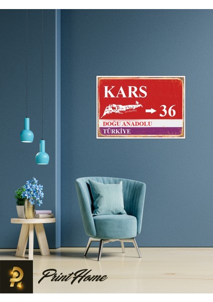 Ahşap Vintage Poster " 36 Kars Retro Mdf Poster" 24X34 cm