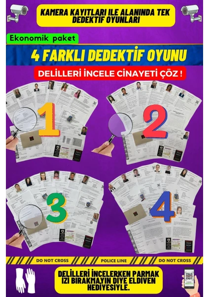 4'lü Paket Cinayet Çözme / Dedektif Oyunu / Katil Kim / Otopark-Havuz-Market-Asansör Davaları