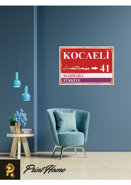 Ahşap Vintage Poster " 41 Kocaeli Retro Mdf Poster" 24X34 cm