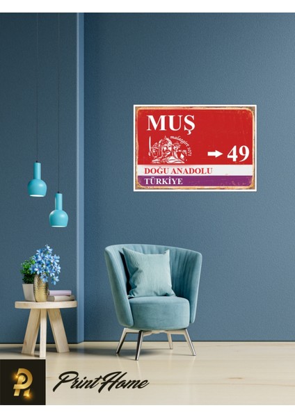 Ahşap Vintage Poster " 49 Muş Retro Mdf Poster" 24X34 cm