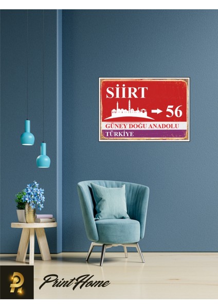 Ahşap Vintage Poster " 56 Siirt Retro Mdf Poster" 24X34 cm