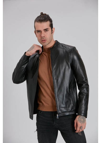 Erkek Siyah Hakiki Deri Ceket fırsatları