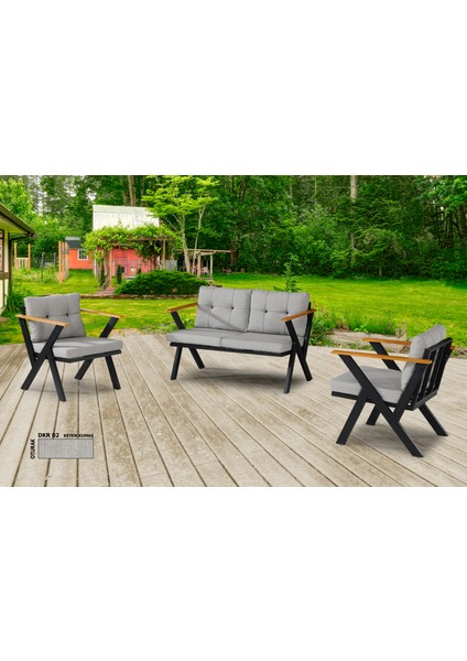 2+1+1 Zeta Bahçe Takımı, Balkon, Bahçe, Cafe Mobilyası, Süngerli Metal Çay Seti