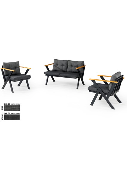 2+1+1 Zeta Bahçe Takımı, Balkon, Bahçe, Cafe Mobilyası, Süngerli Metal Çay Seti modelleri