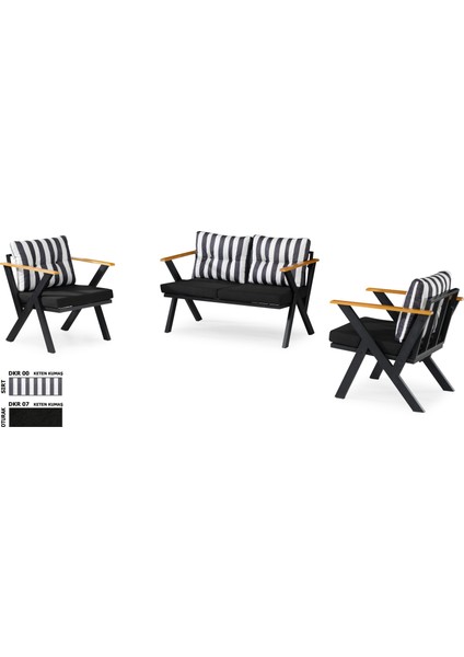 2+1+1 Zeta Bahçe Takımı, Balkon, Bahçe, Cafe Mobilyası, Süngerli Metal Çay Seti modelleri