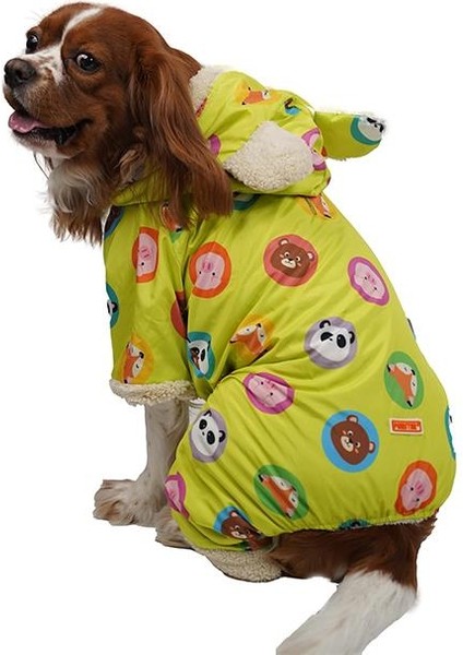Yeşil Animals Romper Küçük ve Orta Irklar Için Tulum-Mont Yağmurluk Köpek Kıyafeti