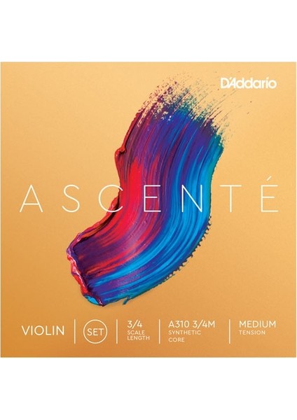 Müzik D'Addario A310 3/4m Keman Tel Seti, Ascente, Scale 3/4, Medıum Tensıon