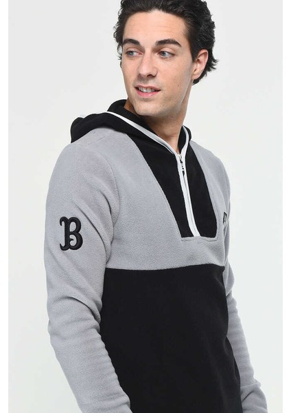 Hemet Siyah Yarım Fermuarlı Kauçuklu Polar Erkek Sweatshirt fiyatları