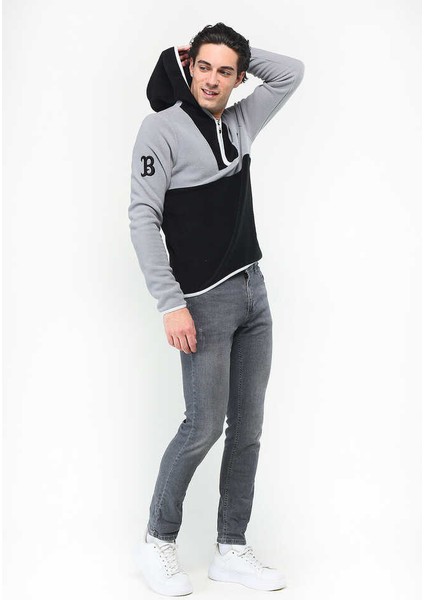 Hemet Siyah Yarım Fermuarlı Kauçuklu Polar Erkek Sweatshirt fırsatları