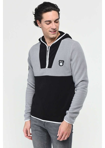 Hemet Siyah Yarım Fermuarlı Kauçuklu Polar Erkek Sweatshirt indirimleri