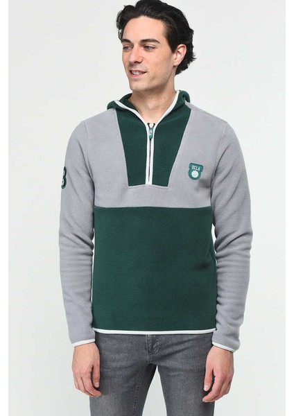 Hemet Yeşil Yarım Fermuarlı Kauçuklu Polar Erkek Sweatshirt modelleri