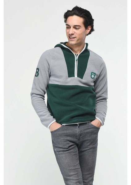 Hemet Yeşil Yarım Fermuarlı Kauçuklu Polar Erkek Sweatshirt indirimleri