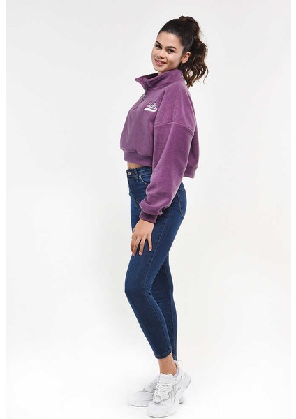 Happy Mor Fermuarlı Nakışlı Kadın Sweatshirt modelleri