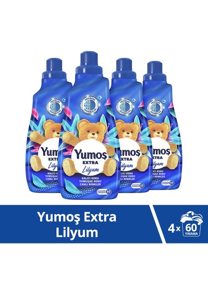 Extra Lilyum Konsantre Çamaşır Yumuşatıcı 4 x 1440 ml