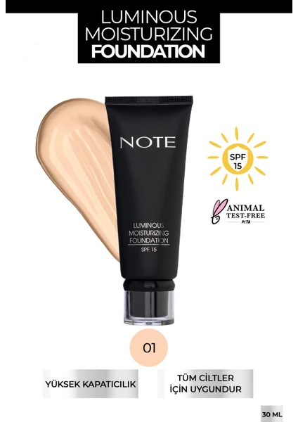 Luminous Moisturizing Nemlendirici Etkili SPF 15 Kapatıcı Fondöten 01 Beige