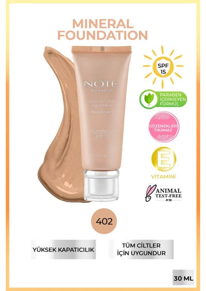 Mineral Saten Bitişli Spf 15 Kapatıcı Fondöten 402