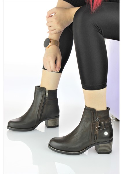 Kadın Hakiki Deri Alçak Topuk Klasik Tarz Kısa Bot M23-KB4140 fırsatları