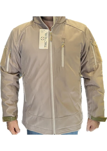 Bej Renk Softshell Mont Rüzgar ve Su Geçirmez